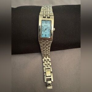 Seiko Silver Watch with Light Blue Dial